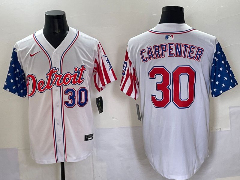 Men Detroit Tigers #30 Carpenter White National Flags 2025 Nike MLB Jersey style 1